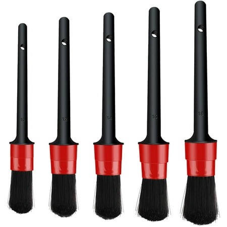 Detailing Brush Set - 5-pack Different Sizes Premium Natural Boar Hair