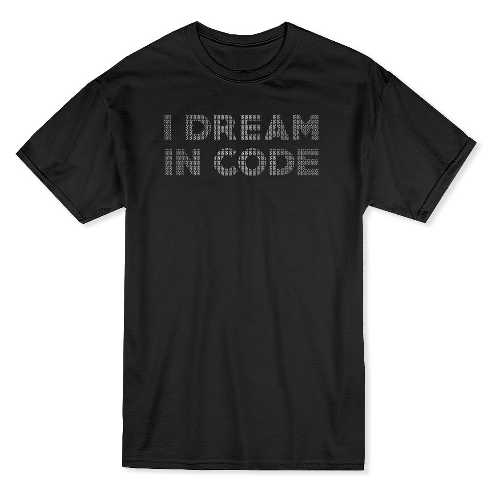 i dream in code center chest quote men s black t shirt