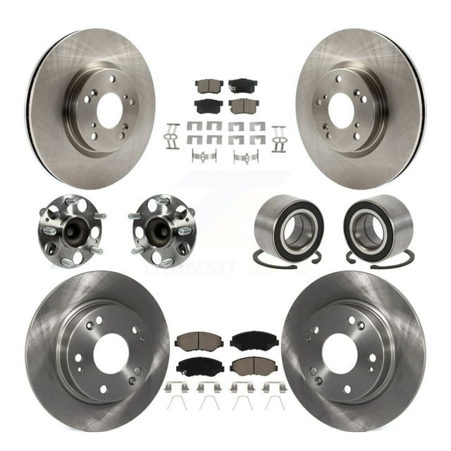 Transit Auto Front Rear Wheel Hub Bearings Assembly Disc Brake Rotors and Ceramic Pads Kit (10Pc) for Car Honda Civic Acura ILX - Left Right Side (Driver Passenger) KBB-129148