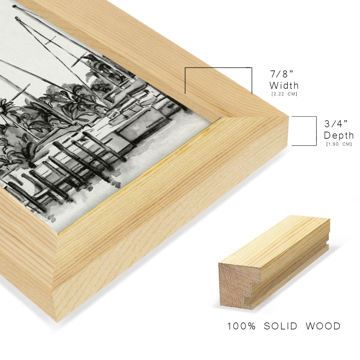 Neutral Tropics I - Framed Print w/glass - Natural Wood