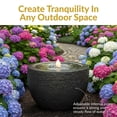thumbnail image 2 of Sunnydaze Oval Bowl Gray Outdoor Bubble Fountain, LED Light, 2 of 13