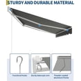 thumbnail image 4 of 12'x10' Retractable Patio Awning, Waterproof Sun Shade with Manual Crank Handle, Aluminum Frame & 280g/㎡ Polyester Fabric for Deck, Porch & Balcony, 4 of 7