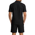 thumbnail image 4 of Uwinwear Men's Summer Outdoor Two-Piece Sets Lightweight Short Sleeve Button-Up Shirt and Side Zip Cargo Shorts Set Casual 2 Piece Casual Outfit,Black,M, 4 of 7
