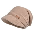 thumbnail image 2 of dianhelloya Warm hat LadyWinter Hat Wide Short Brim Elastic Solid Color Soft Warm Thick Plush Cold Resistant Anti-slip Winter Outdoor Knitted Cap Khaki, 2 of 8