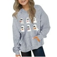 thumbnail image 2 of Bnwani Kids Hoodie Sweatshirt Long Sleeve Fleece Casual Oversized Cute Solid Pocket Gray Size 13-14 Years, 2 of 4