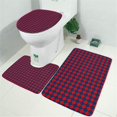 thumbnail image 2 of Red Blue Checkered Pattern Bathroom Rugs Sets 3 Piece,Toilet Cover Set,Absorbent Non Slip Bathroom Mats Sets with U-Shaped Contour Rug Toilet Rug Set, 2 of 5