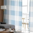 thumbnail image 4 of Buffalo Plaid Blue, Semi Sheer Curtains 63 Inch Length 2 Panels Set, Country French Simple White Lattice Sheer Kitchen Curtain Privacy Voile Window Curtain for Living Room Bedroom Rod Pocket Drapes, 4 of 7