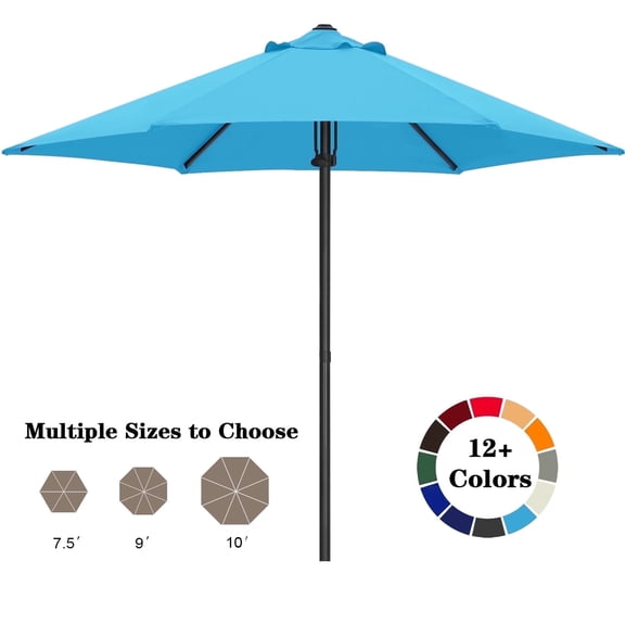 ABCCANOPY 7.5ft Outdoor Market Hand Push Patio Umbrella,12 Colors, Turquoise