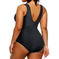 thumbnail image 2 of GHSDFBB Women Plus Size One Piece Swimsuits V Neck Tummy Control Bathing Suits Retro Ruched Swimwear, 2 of 6