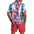 thumbnail image 4 of Men's 4th of July Beach Vacation Outfits 2 Piece Short Sleeve Button Down Shirts and Shorts Sets US 250 Years Anniversary Summer Outfits, 4 of 6