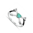 thumbnail image 4 of CHOOSE YOUR COLOR Cupid Arrow Simulated Turquoise Promise Heart Ring .925 Sterling Silver Band Blue CZ Female Size 4, 4 of 4