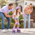 thumbnail image 5 of SLLINGLUO Roller Skates for Girls, High-Top Double Row Leather Quad Skates, Purple, Youth 3, 5 of 13