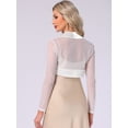 thumbnail image 3 of DARING DIVA Women's Mesh Coverup Open Front Long Sleeve Satin Shrug XL White, 3 of 6