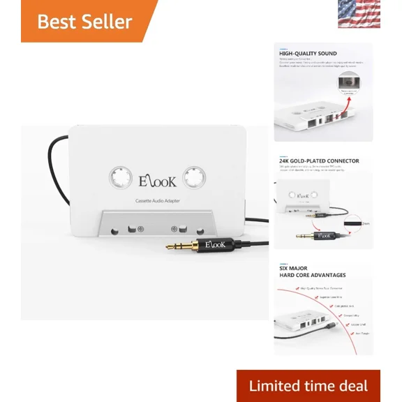 Sleek 3.5Mm Cassette Aux Adapter For Vintage Cars - Universal Compatibility