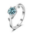 thumbnail image 2 of Moissanite Diamond Ring for Women 925 Sterling Silver Leaf Engagement Rings,1ct D Color VVS1 Pink/Blue/Yellow Diamond Rings for Wedding Valentine's Day Anniversary with Certificate, 2 of 9