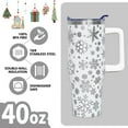 thumbnail image 4 of White Christmas Cup Gifts for Women Men, Snowflakes 40oz Laser Tumbler with Handle and Straw, Xmas Winter Stainless Steel Insulated Water Bottle (1 PC), 4 of 5