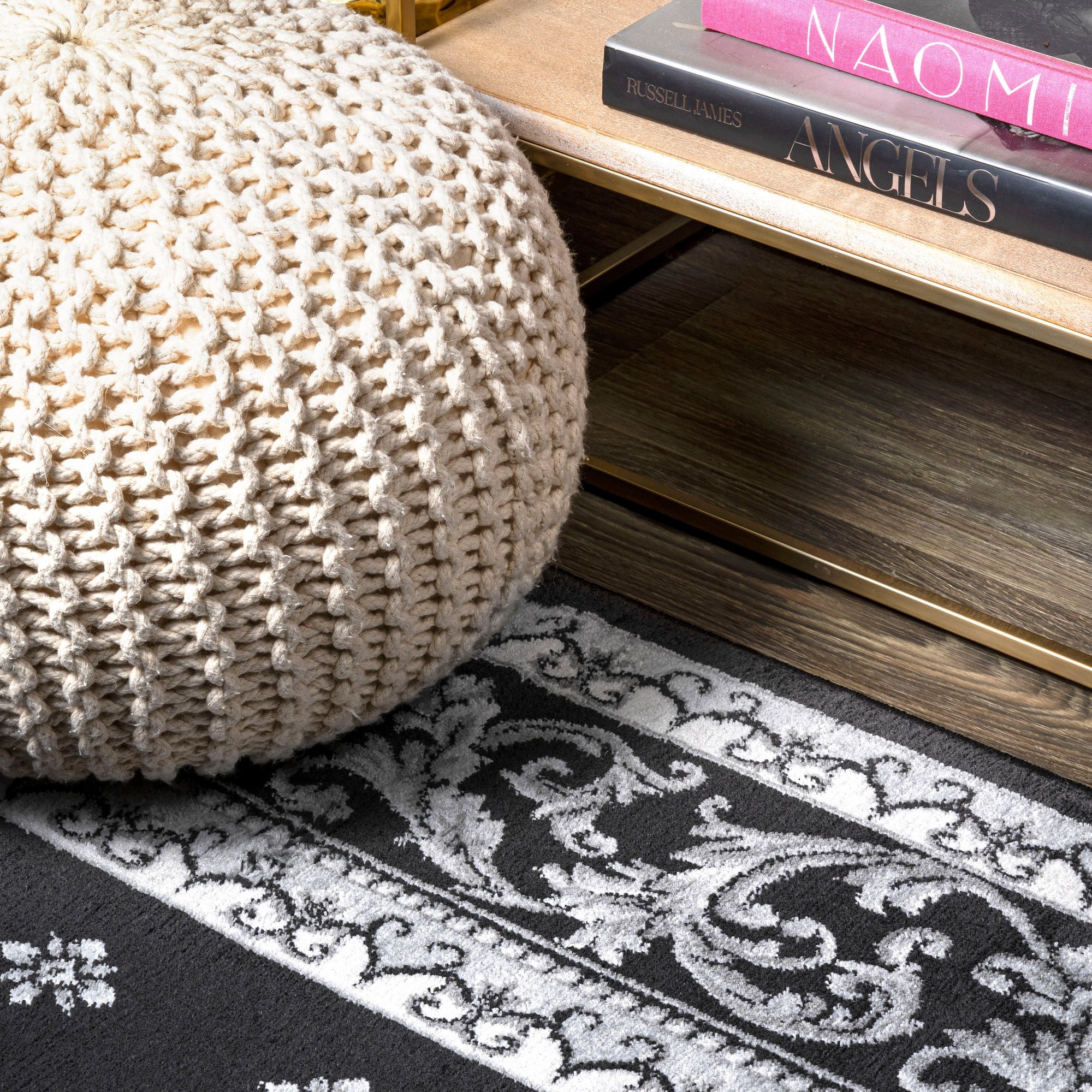 JONATHAN Y MODERN PERSIAN 2 x 8 Runner Rug, Acanthus French Border - Black/Gray, MDP504A-28