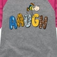 thumbnail image 3 of Peanuts - Aaugh Pattern Charlie Brown - Toddler And Youth Girls Raglan Graphic T-Shirt, 3 of 5