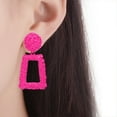 thumbnail image 5 of BNNG Pink Heart Earrings Hot Pink Earrings For Women Lover Earrings Earrings Rectangle Dangle Earrings Tassel Earrings For Women Lightweight Statement Jewelry Acrylic Drop Earrings, 5 of 9