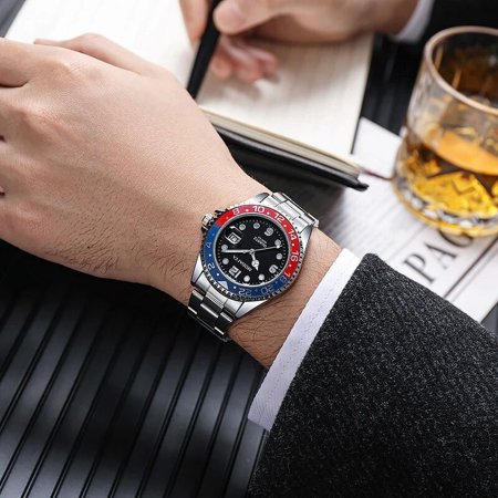 2022 New Arrival Fashion Quartz Watches Men Luxury Brand Stainless Steel Wristwatch ?? relogio masculino de luxo Montre Homme steel red blue