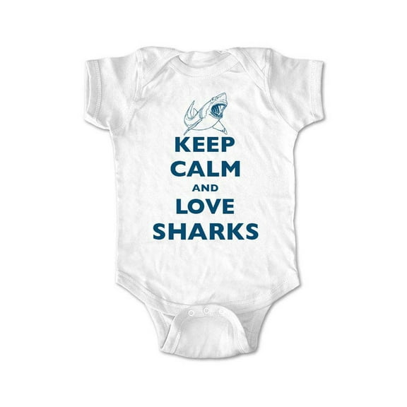 Keep calm and love sharks - wallsparks cute & funny Brand - baby one piece bodysuit - Great baby shower gift!