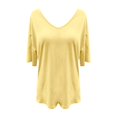 thumbnail image 4 of KALE Short Sleeve T Shirts for Women CrewNeck Round Neck Tops Plain Y2K Tops Yellow, 4 of 4