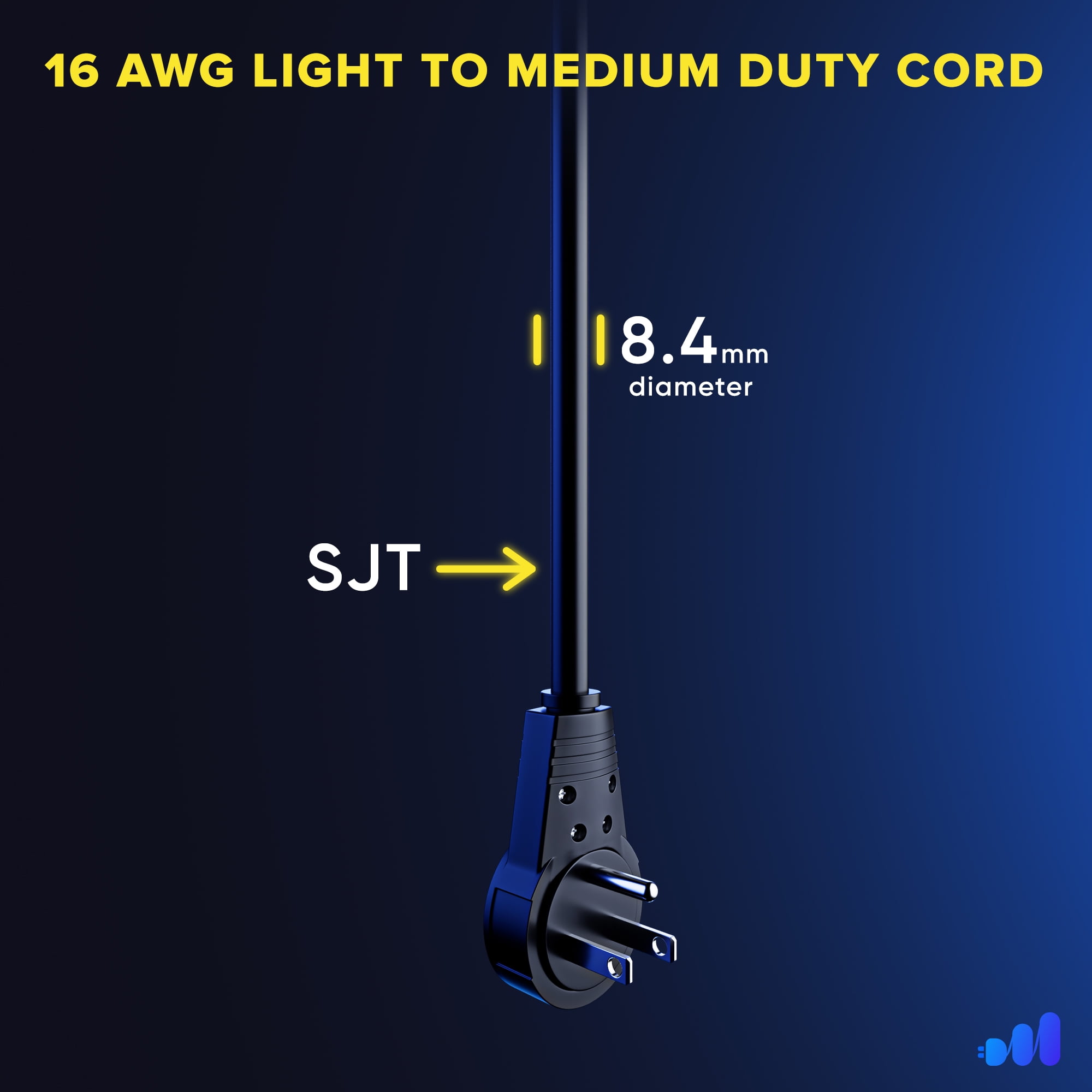 Maximm 1 ft. 16/3 Extension Cord 360 Rotating Plug 1-Outlet 13A, 1625 Watts, UL Certified, 5PK Black