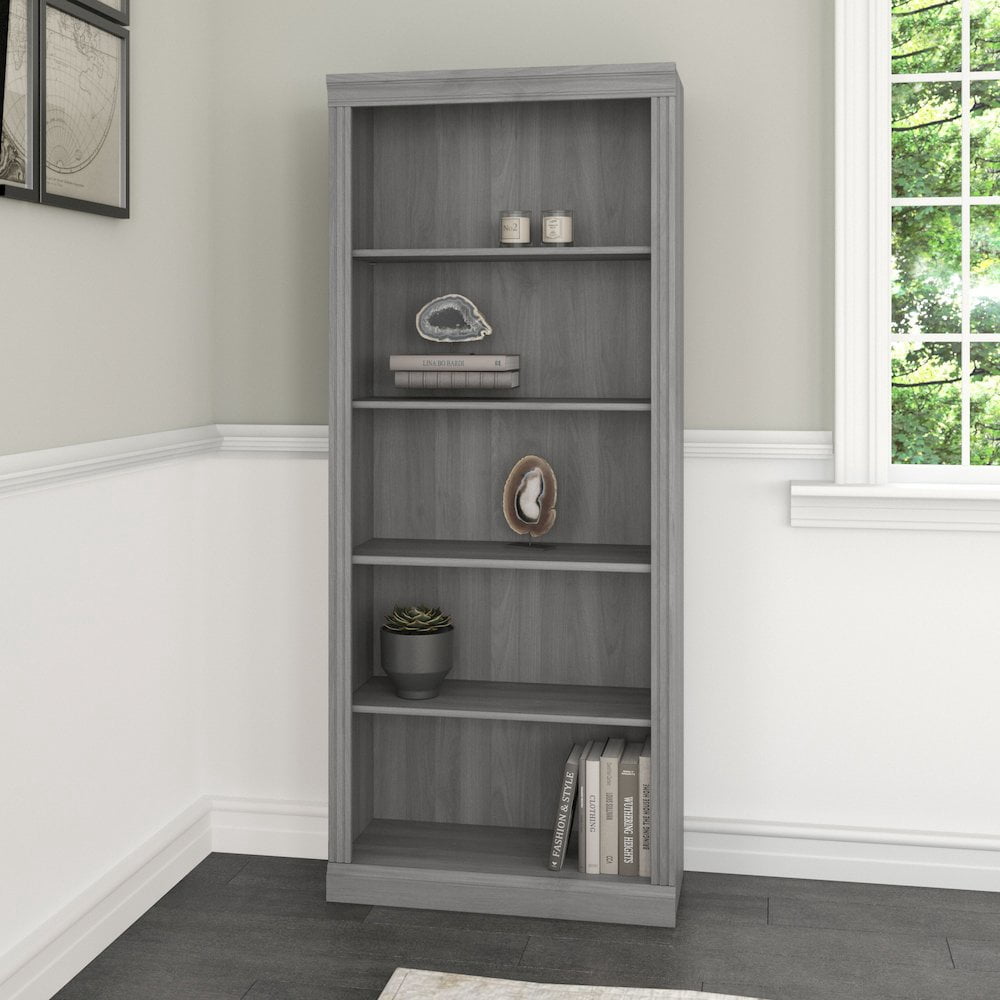 Saratoga Tall 5 Shelf Bookcase in Modern Gray - Engineered Wood