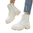 thumbnail image 6 of Juebong Women's Combat Boots Lace Up Ankle Booties Comfortable Lug Sole Boots For Women Chunky Low Heel 2025 Fashion Boot Beige,38, 6 of 7
