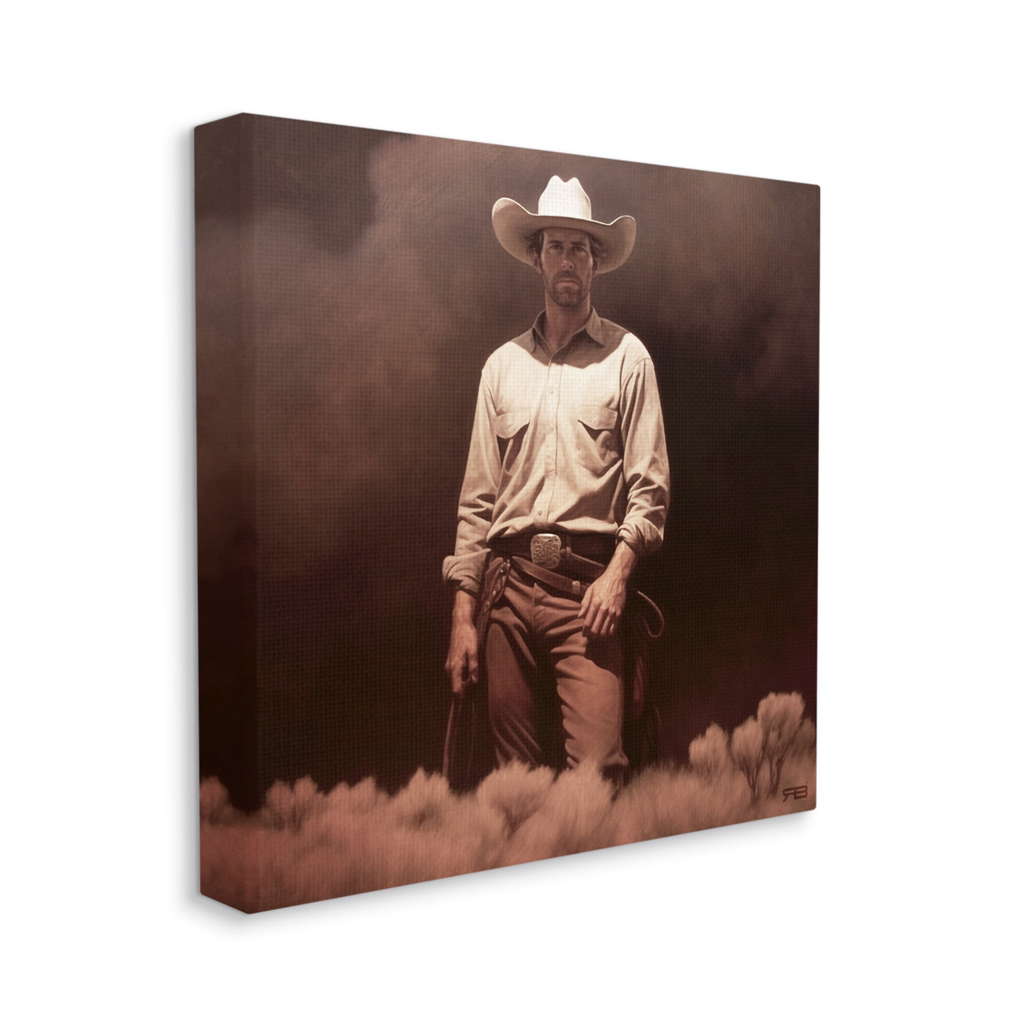 Stupell Industries Cowboy Standing in Nature Abstract Photography Gallery Wrapped Canvas Art Print Wall Art, 30 x 30