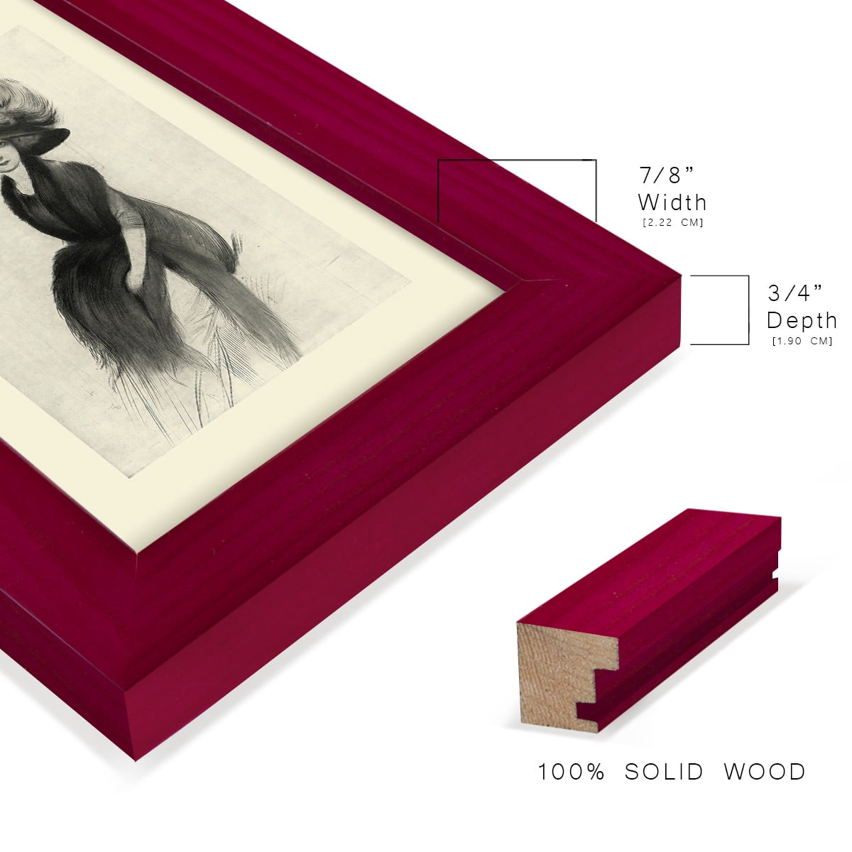Feather Hat II -Framed Print w/glass-Cherry Red