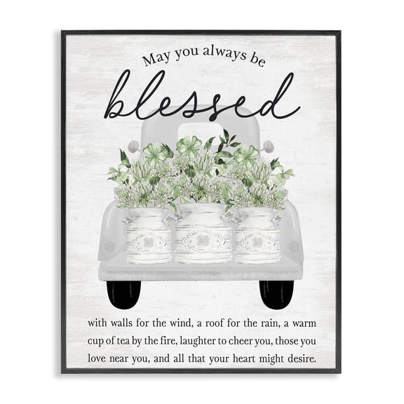 Stupell Industries Rustic Lodge Inspiring Blessed Phrase Black Framed Giclee Art, 11 x 14, by Lettered and Lined
