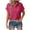 Hot Pink, variant on Annhoo Button down Shirts for Women V Neck Collared Summer Short Sleeve Tops Plain Casual Trendy Basic Blouses
