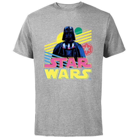 Star Wars Darth Vader Bold Graphic Retro Eighties ‘80s Vibe - Short Sleeve Cotton T-Shirt for Adults - Customized-Athletic Heather