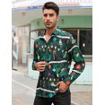 thumbnail image 4 of Mens Christmas Shirt Xmas Holiday Party Shirts Long Sleeve Snow Print Christmas Tree Shirt, 4 of 8