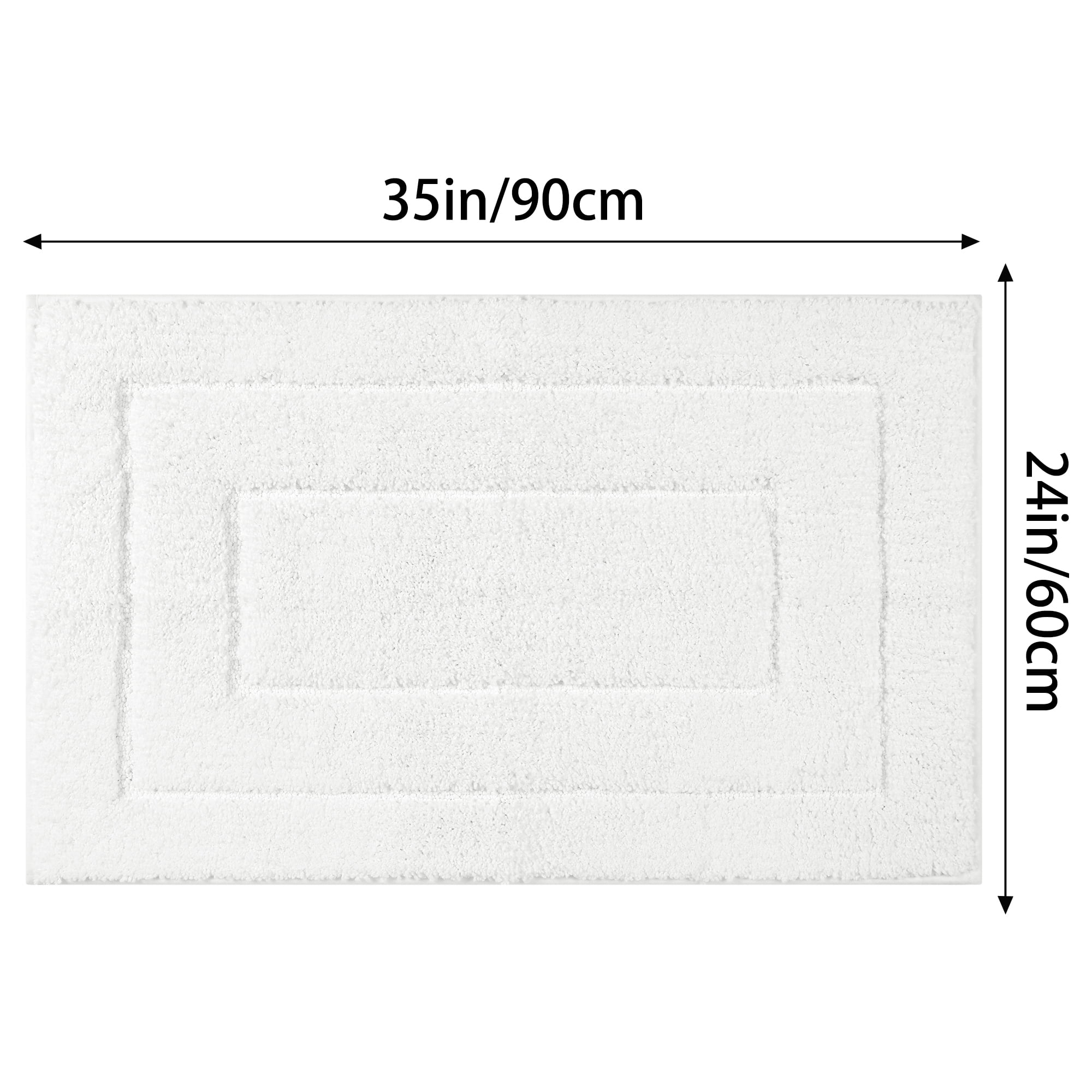 Unique Bargains Geometry Bathroom Rug Mat Absorbent Non-Slip Bath Rugs White 24" x 35"
