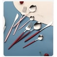 thumbnail image 3 of Trifecta Matte Silver Silverware Set 8 Piece Stainless Steel Cutlery Flatware Set, Kitchen Utensil Sets For 4, Tableware With Knife Spoons And Forks Set(Red, Set Of 8), 3 of 4