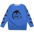 thumbnail image 4 of CUZIBR Kids Girls Halloween Crewneck Sweatshirt Pumpkin Cat Graphic Pullover Long Sleeve Cute Fall Winter Clothes,Blue,5-6 Years, 4 of 4