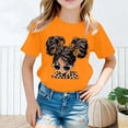thumbnail image 2 of LUOGENLI T-Shirt pour Filles Enfant Filles Mignon Mode Imprimé Col Rond Ample Manche Courte Tee Été Décontracté T-Shirt Hauts Maxi Hauts Ensembles Filles Tenue 2 Pcs Boho Orange 8-10 Ans, 2 of 5