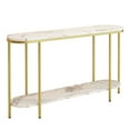 thumbnail image 4 of 42" Faux Marble Sofa Table, Narrow Entryway Table with Black Metal Legs & 330lb Capacity for Hallway, Living Room, Modern Minimalist Style Gold & White, 4 of 9