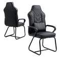 thumbnail image 6 of Bonded Leather Waiting Room Guest Reception Chair Executive Side Chair Conference Chair with Armrest, High Back Support Office Desk Chair with Solid Metal Frame, 300 lb. Capacity, Black, 6 of 6
