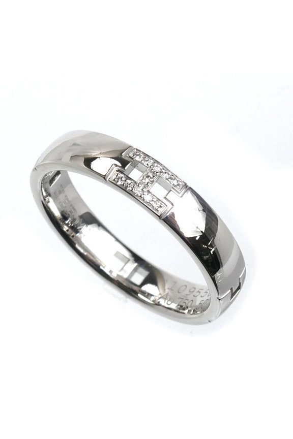 Pre-Owned HERMES 18KWG White Gold Ever Hercules Ring H119853B 00050 Diamond 50 3.8g Women's