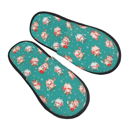 

JUNZAN Funny Christmas Deer Slippers for Women House Shoes Non Slip Indoor/Outdoor Pineapple And Cactus Designs-Medium