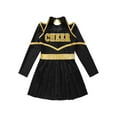 thumbnail image 5 of Hansber Kids Girls Cheerleading Dress Cold Shoulder Long Sleeve Glittery Cheer Leader Dance Outfit Black 12, 5 of 7