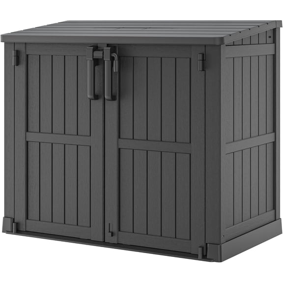 36 Cu Ft Resin Outdoor Storage Shed, Weatherproof Horizontal Outdoor Storage Cabinet with Dual Lock Door for Backyard, Patio, Garage, Garden(Black)