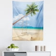 thumbnail image 1 of Tropical Tapestry, Photo of a Tropical Island with Coconuts Palm Trees and Swing Beach Exotic, Fabric Wall Hanging Decor for Bedroom Living Room Dorm, 5 Sizes, Cream Blue Green, by Ambesonne, 1 of 1