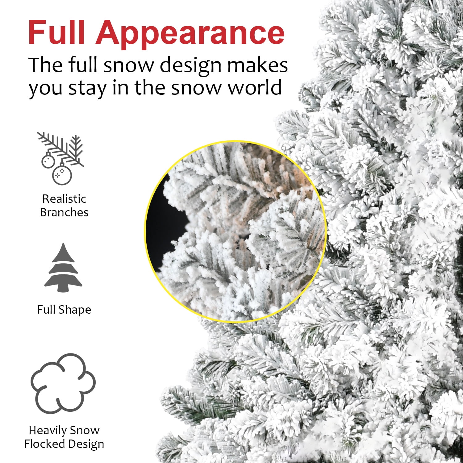 4 Ft Flocked Christmas Tree, Snowy PVC Artificial Holiday Tree with 233 Tips, Compact Full Shape, Sturdy Metal Stand, Christmas Tree for Home, Office, Apartment Decoration