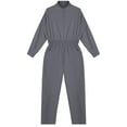 thumbnail image 4 of Kaerm Girls Zipper Front Coverall Stand Collar Flight Suit Mechanic Jumpsuit Halloween Costume 5-16 Years Gray 14, 4 of 6