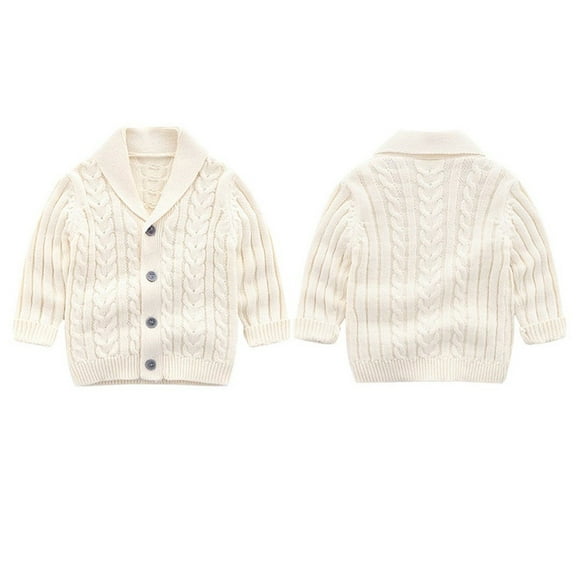 Zwiiyzr Unisex Infant Baby Boy' Girls' Cardigans Sweater V-Neck Long Sleeve Button Soild Cotton Knit Sweaters for 0-2 Years Beige