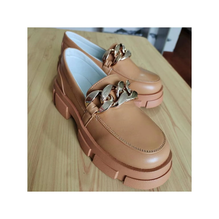 Tenmix Ladies Work Leopard Print Loafers Breathable Platform